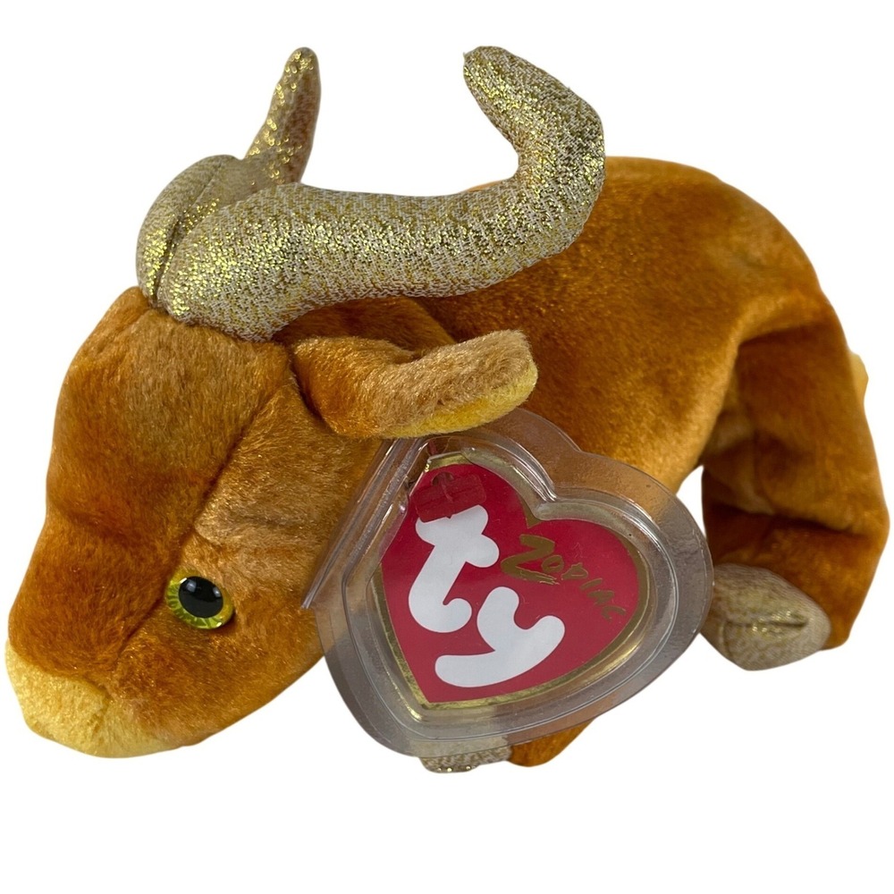 Ty‎ Beanie Babies Zodiac Orange Gold Plush Stuffed UT Austin Texas Longhorn
